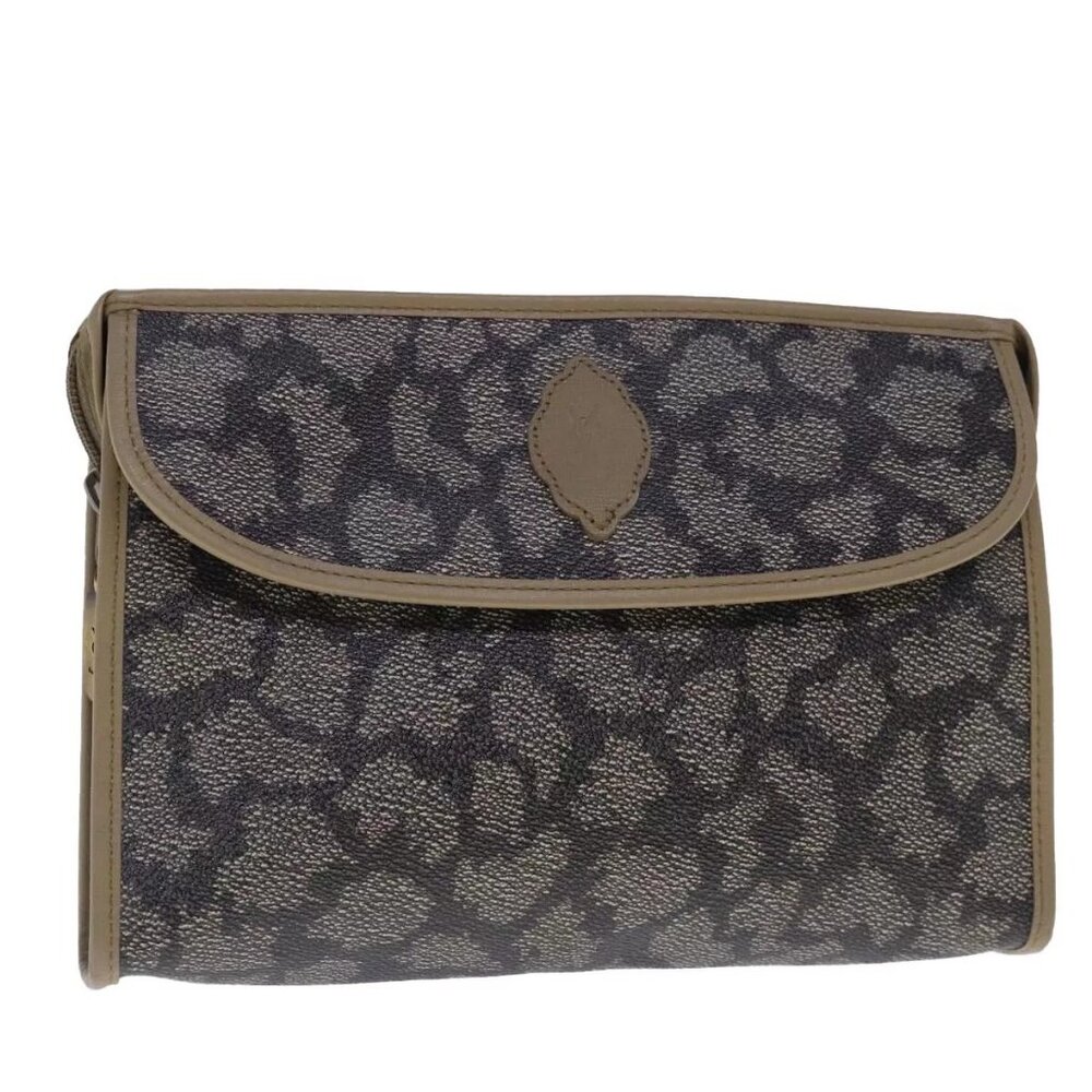 SAINT LAURENT Clutch Bag PVC Leather Beige Authentic - Picture 3 of 14